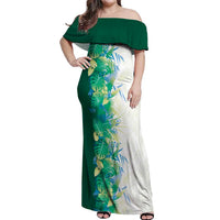 Hawaii Tropical Plant Omaomao Off Shoulder Maxi Dress Vibrant Polynesian Pattern