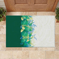 Hawaii Tropical Plant Omaomao Rubber Doormat Vibrant Polynesian Pattern