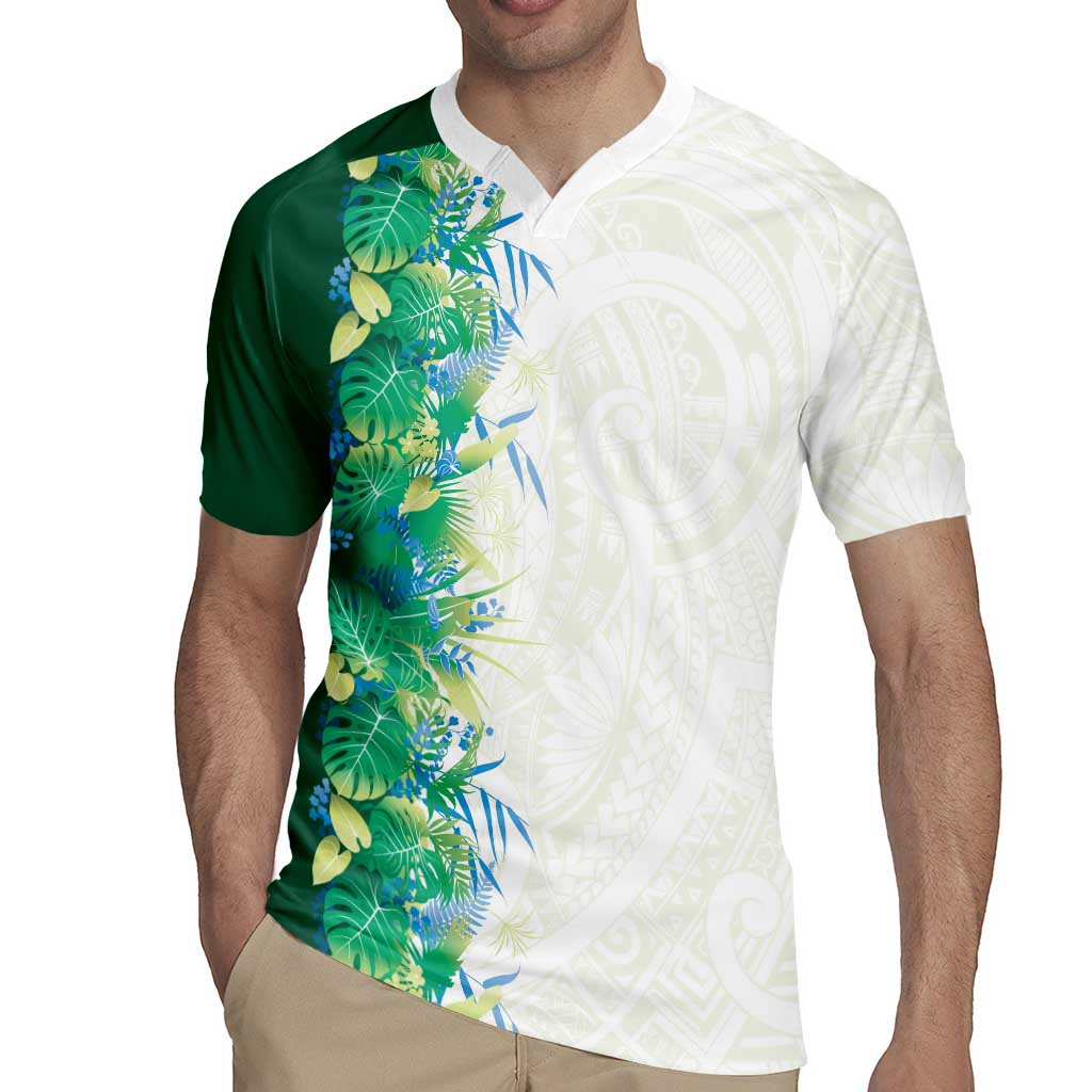 Hawaii Tropical Plant Omaomao Rugby Jersey Vibrant Polynesian Pattern
