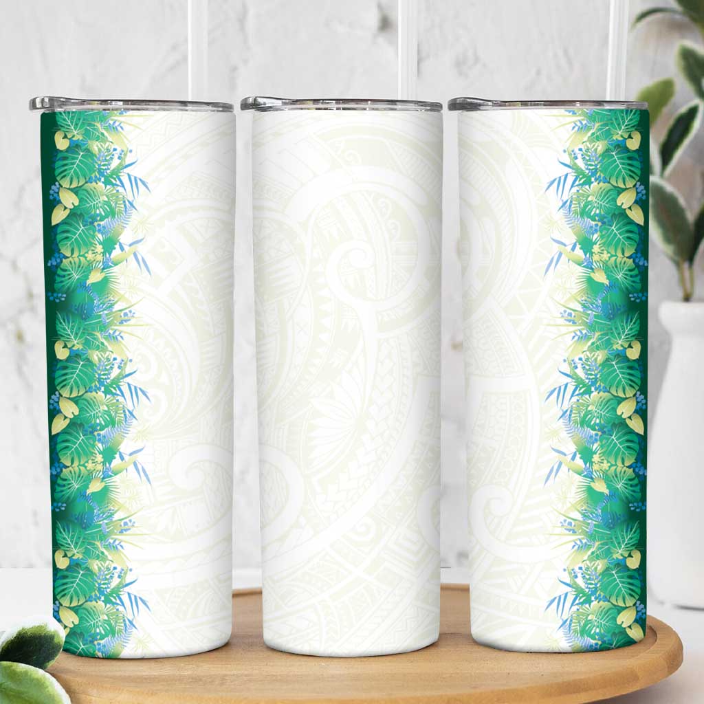 Hawaii Tropical Plant Omaomao Skinny Tumbler Vibrant Polynesian Pattern