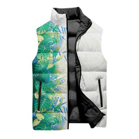 Hawaii Tropical Plant Omaomao Sleeveless Puffer Jacket Vibrant Polynesian Pattern