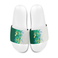 Hawaii Tropical Plant Omaomao Slide Sandals Vibrant Polynesian Pattern