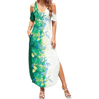 Hawaii Tropical Plant Omaomao Summer Maxi Dress Vibrant Polynesian Pattern