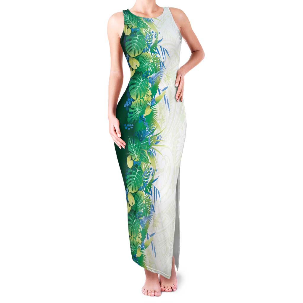 Hawaii Tropical Plant Omaomao Tank Maxi Dress Vibrant Polynesian Pattern