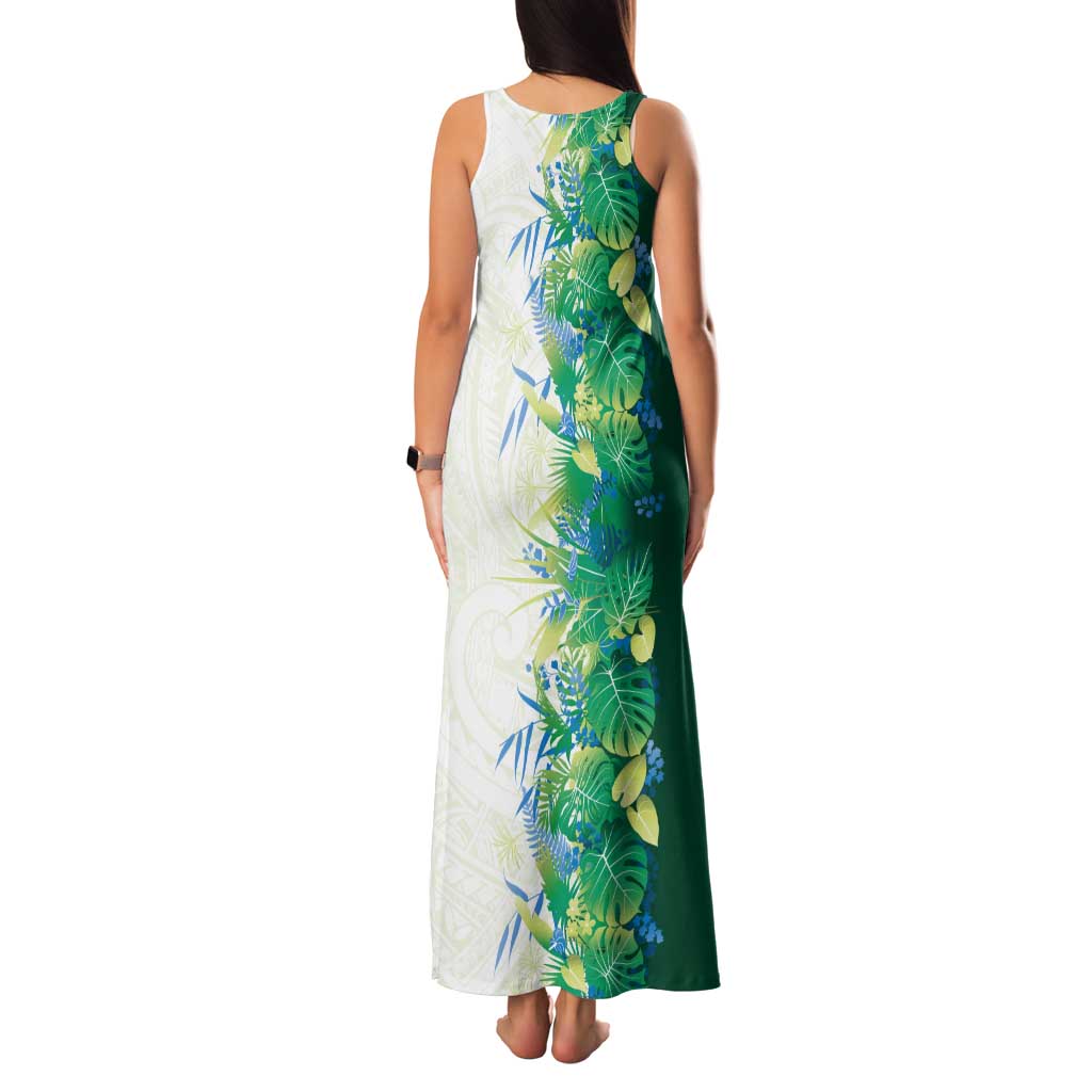 Hawaii Tropical Plant Omaomao Tank Maxi Dress Vibrant Polynesian Pattern