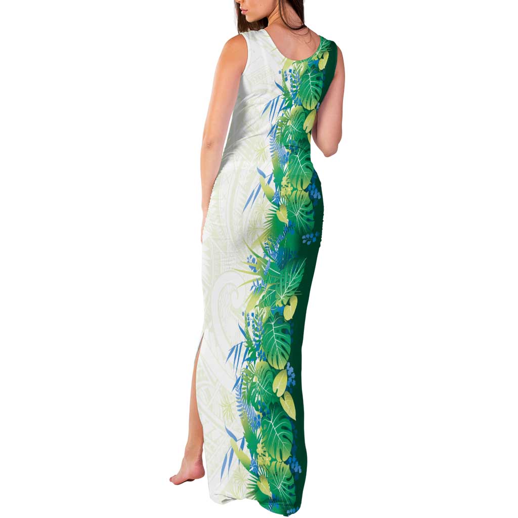 Hawaii Tropical Plant Omaomao Tank Maxi Dress Vibrant Polynesian Pattern