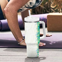 Hawaii Tropical Plant Omaomao Tumbler With Handle Vibrant Polynesian Pattern