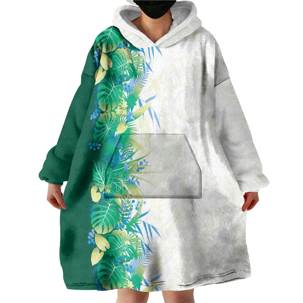 Hawaii Tropical Plant Omaomao Wearable Blanket Hoodie Vibrant Polynesian Pattern