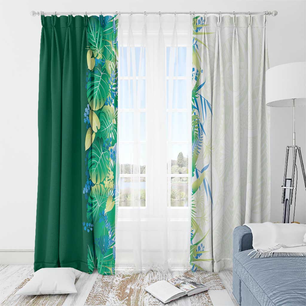 Hawaii Tropical Plant Omaomao Window Curtain Vibrant Polynesian Pattern