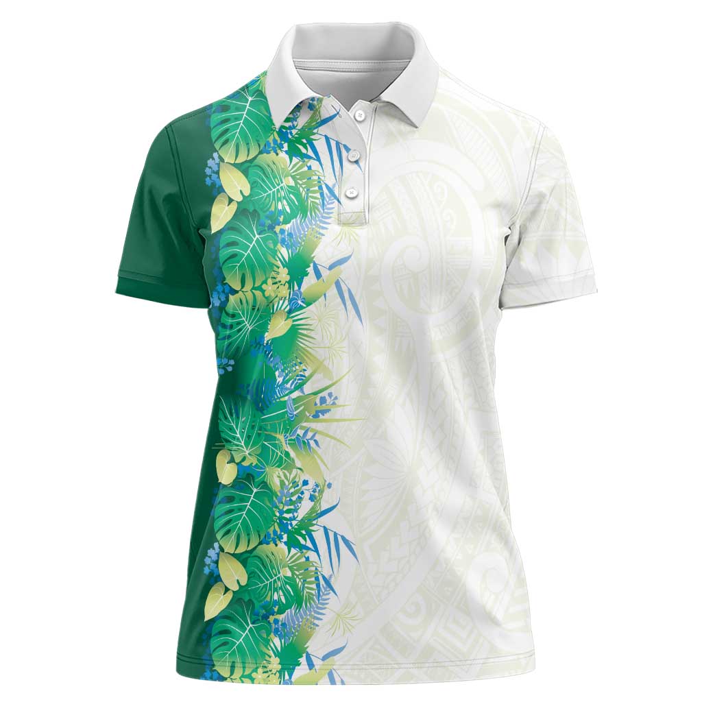 Hawaii Tropical Plant Omaomao Women Polo Shirt Vibrant Polynesian Pattern