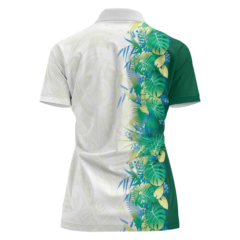 Hawaii Tropical Plant Omaomao Women Polo Shirt Vibrant Polynesian Pattern