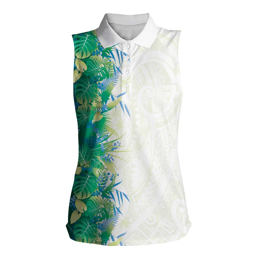 Hawaii Tropical Plant Omaomao Women Sleeveless Polo Shirt Vibrant Polynesian Pattern