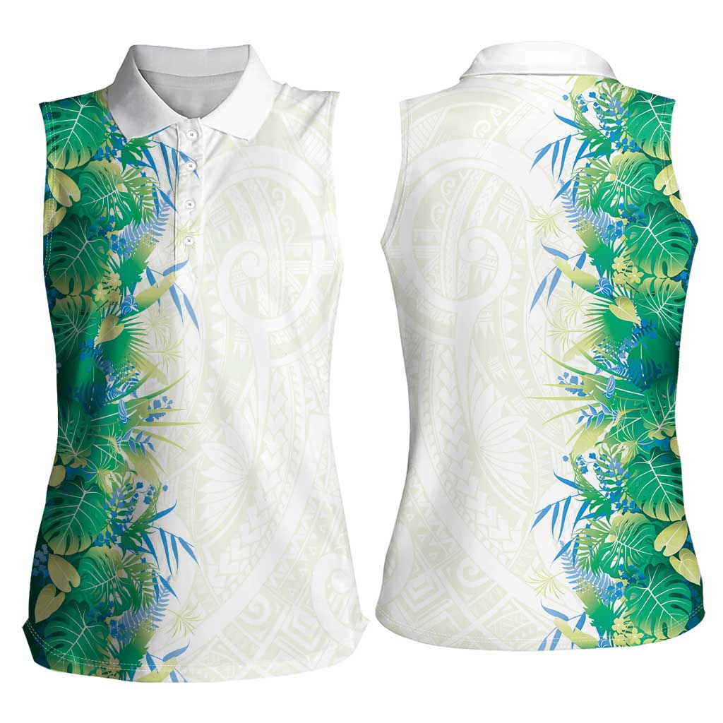Hawaii Tropical Plant Omaomao Women Sleeveless Polo Shirt Vibrant Polynesian Pattern