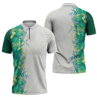 Hawaii Tropical Plant Omaomao Zipper Polo Shirt Vibrant Polynesian Pattern