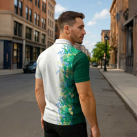 Hawaii Tropical Plant Omaomao Zipper Polo Shirt Vibrant Polynesian Pattern