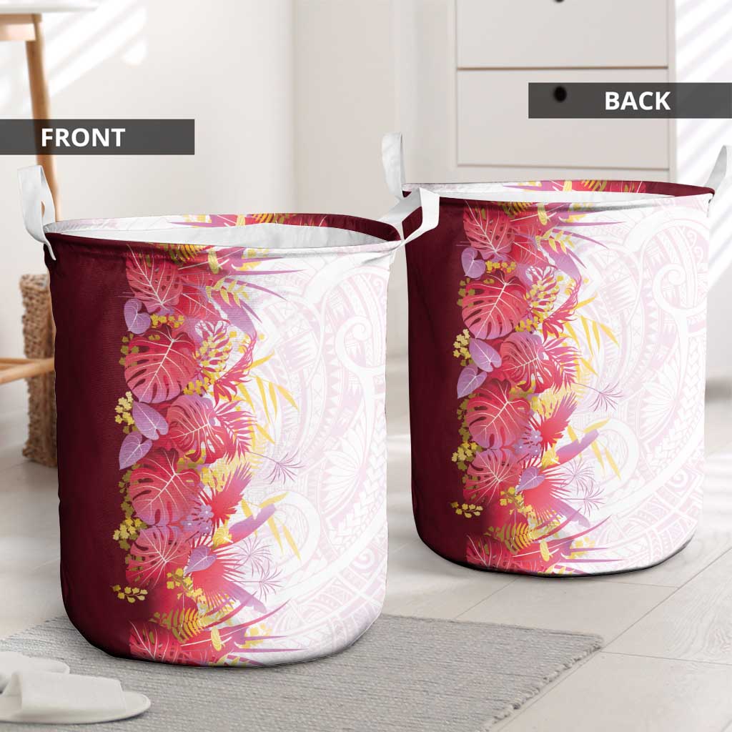 Hawaii Tropical Plant Akala Laundry Basket Vibrant Polynesian Pattern