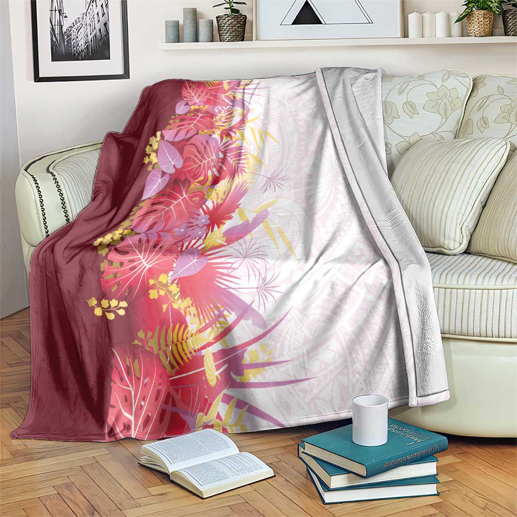 Hawaii Tropical Plant Akala Blanket Vibrant Polynesian Pattern
