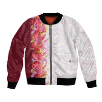 Hawaii Tropical Plant Akala Bomber Jacket Vibrant Polynesian Pattern