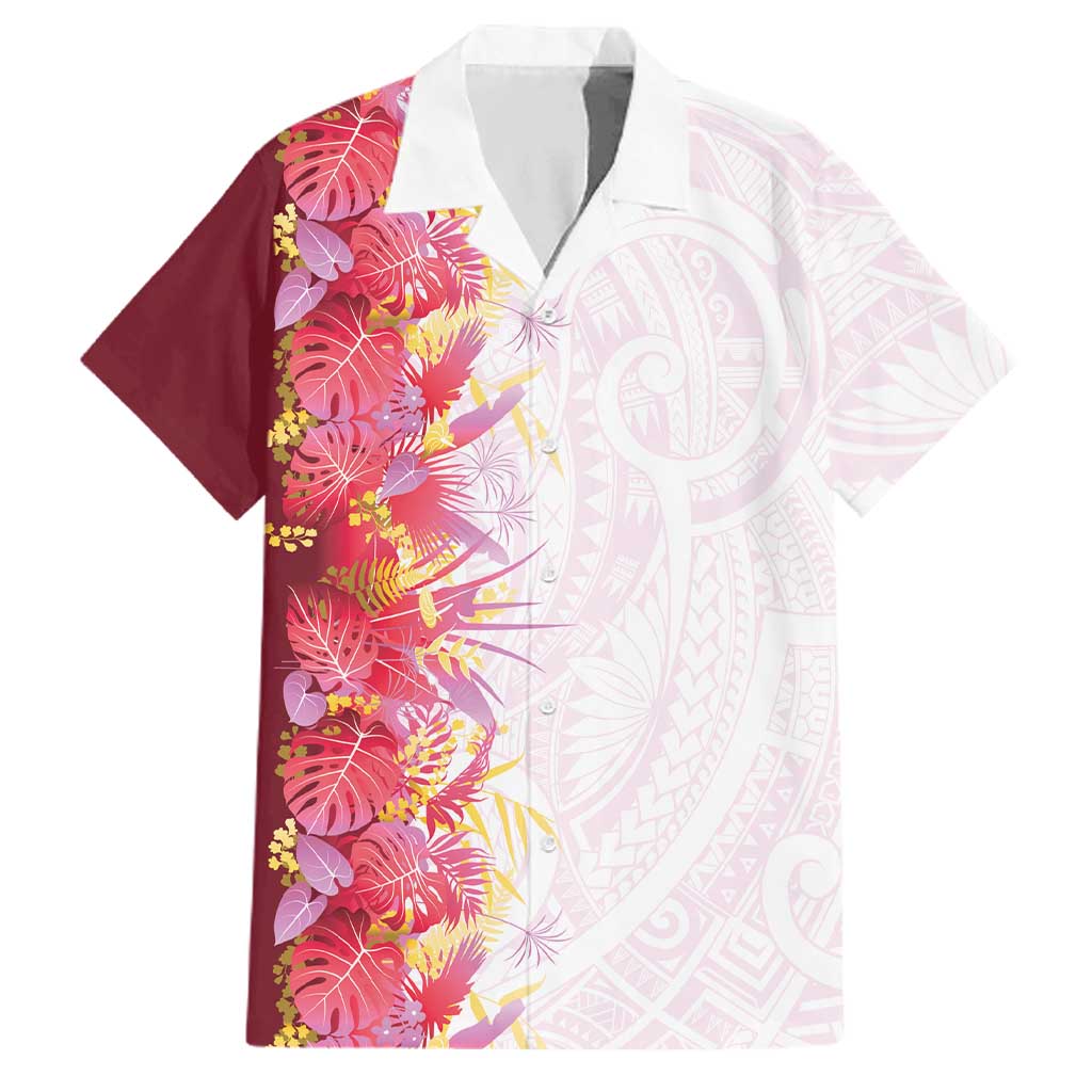 Hawaii Tropical Plant Akala Family Matching Mermaid Dress and Hawaiian Shirt Vibrant Polynesian Pattern