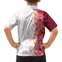 Hawaii Tropical Plant Akala Family Matching Off Shoulder Short Dress and Hawaiian Shirt Vibrant Polynesian Pattern