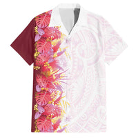 Hawaii Tropical Plant Akala Family Matching Puletasi and Hawaiian Shirt Vibrant Polynesian Pattern