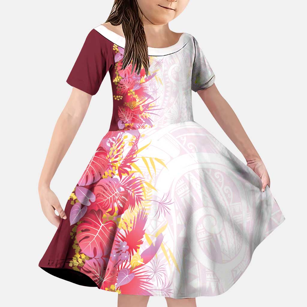 Hawaii Tropical Plant Akala Family Matching Short Sleeve Bodycon Dress and Hawaiian Shirt Vibrant Polynesian Pattern