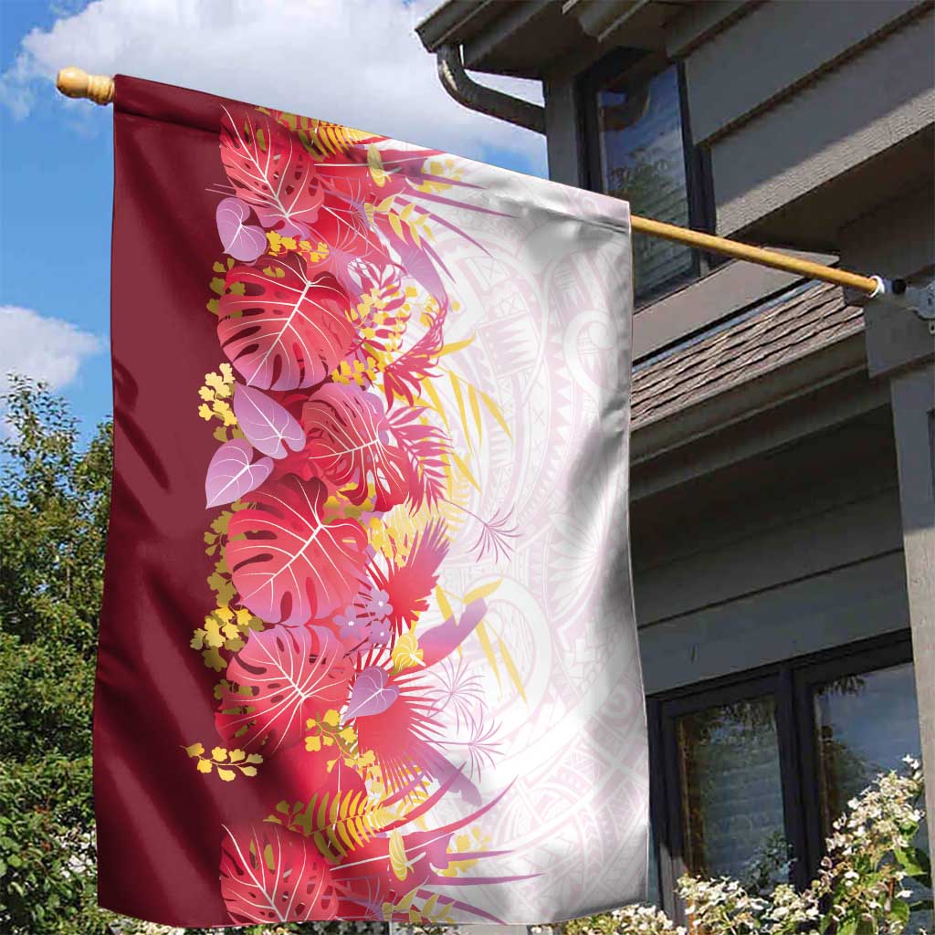 Hawaii Tropical Plant Akala Garden Flag Vibrant Polynesian Pattern