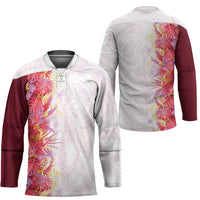 Hawaii Tropical Plant Akala Hockey Jersey Vibrant Polynesian Pattern