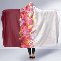 Hawaii Tropical Plant Akala Hooded Blanket Vibrant Polynesian Pattern