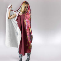 Hawaii Tropical Plant Akala Hooded Blanket Vibrant Polynesian Pattern
