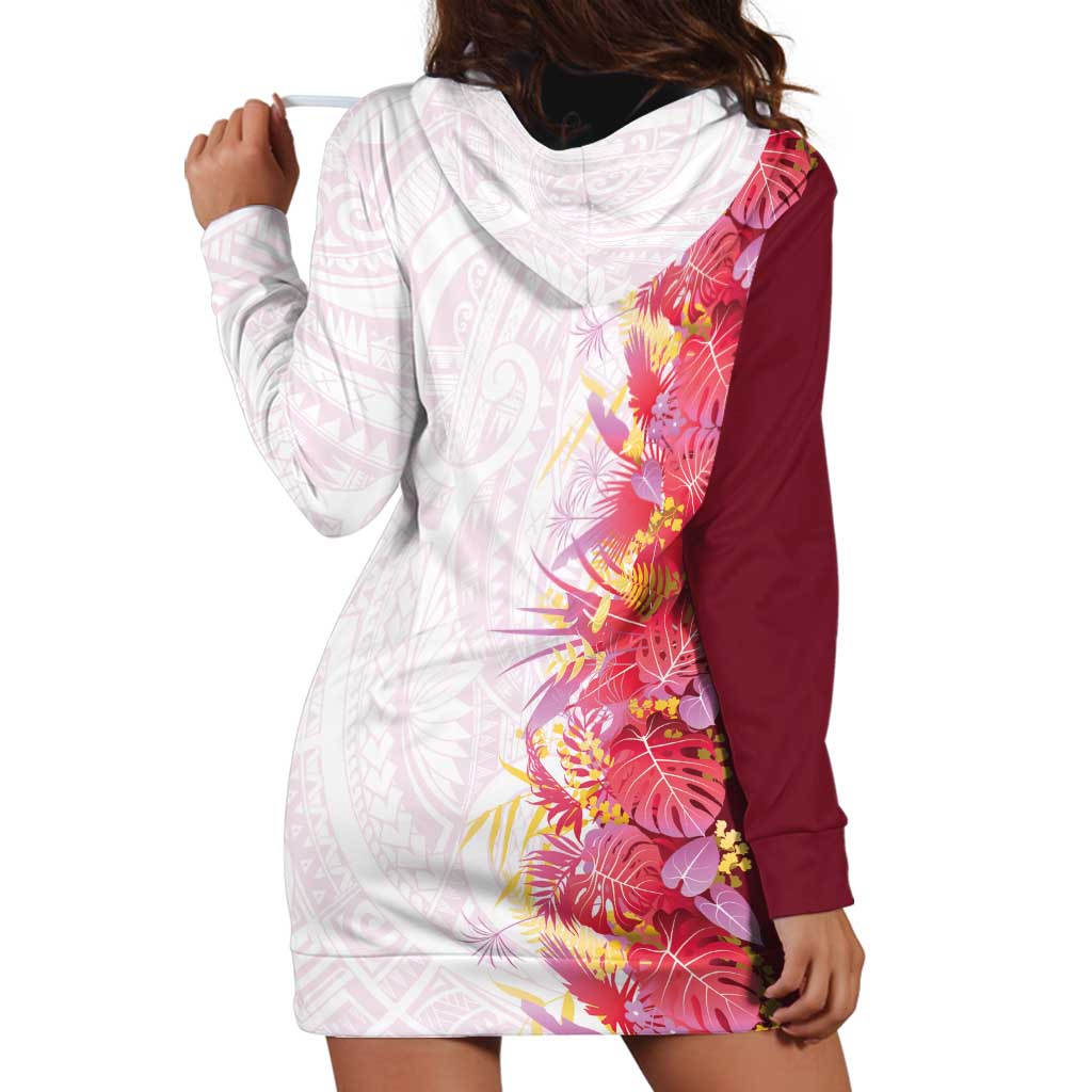 Hawaii Tropical Plant Akala Hoodie Dress Vibrant Polynesian Pattern