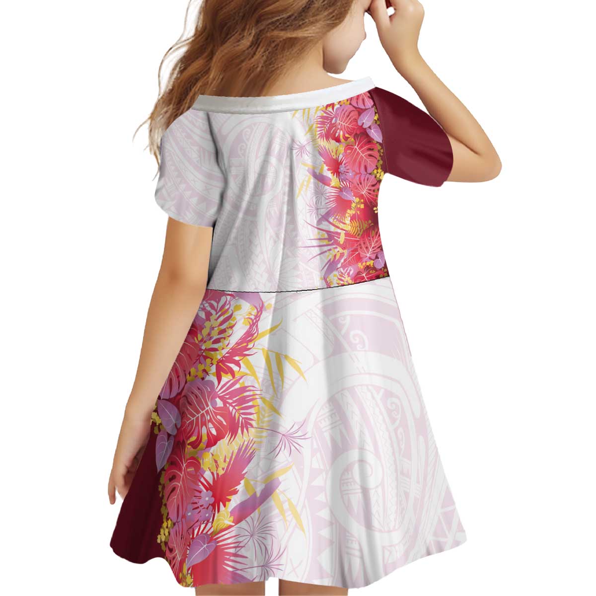 Hawaii Tropical Plant Akala Kid Short Sleeve Dress Vibrant Polynesian Pattern