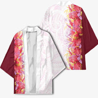 Hawaii Tropical Plant Akala Kimono Vibrant Polynesian Pattern