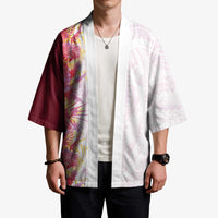 Hawaii Tropical Plant Akala Kimono Vibrant Polynesian Pattern
