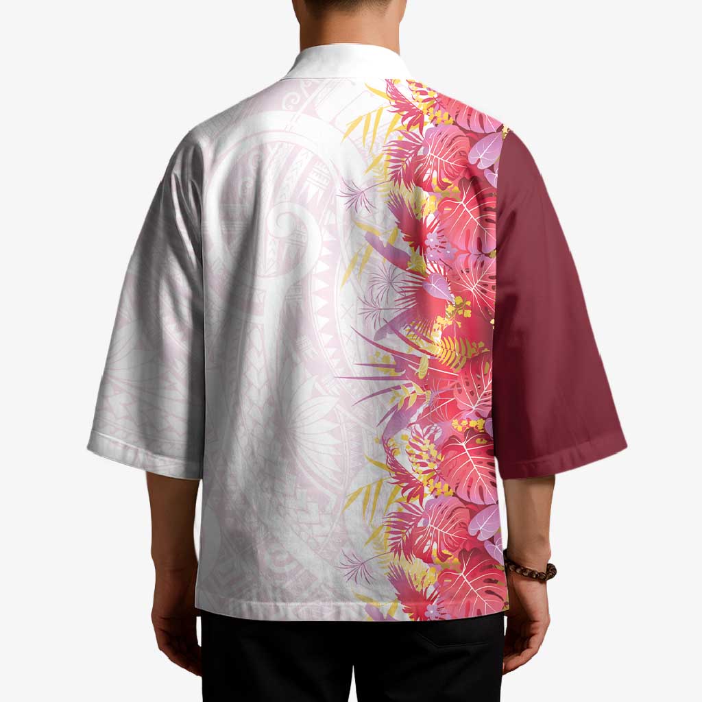 Hawaii Tropical Plant Akala Kimono Vibrant Polynesian Pattern