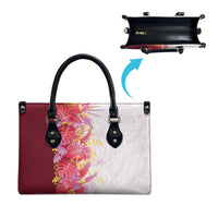 Hawaii Tropical Plant Akala Leather Bag Vibrant Polynesian Pattern