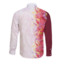Hawaii Tropical Plant Akala Long Sleeve Button Shirt Vibrant Polynesian Pattern