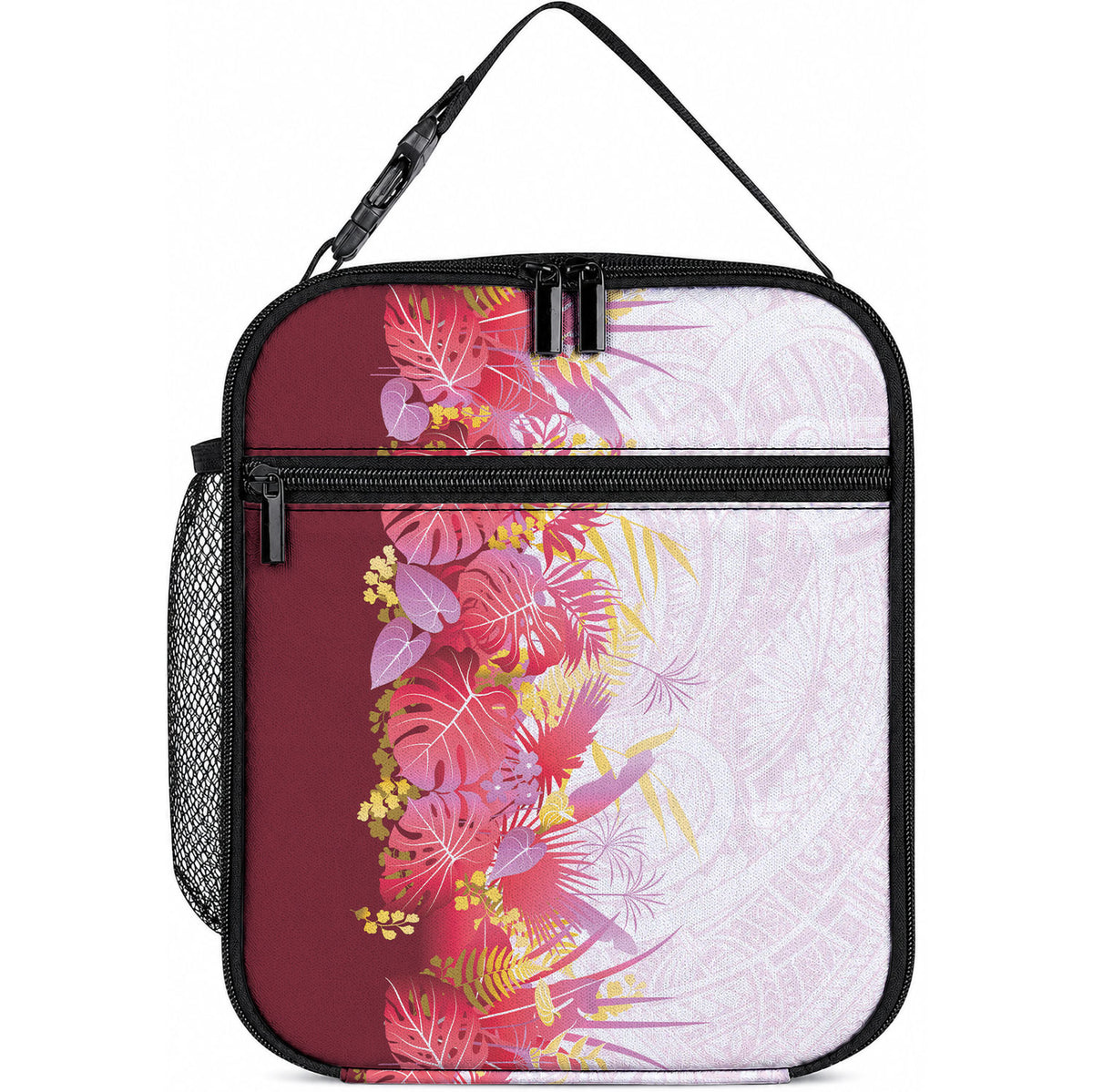 Hawaii Tropical Plant Akala Lunch Bag Vibrant Polynesian Pattern LT01 10.2 × 8.3 × 4.3 inch Pink - Polynesian Pride