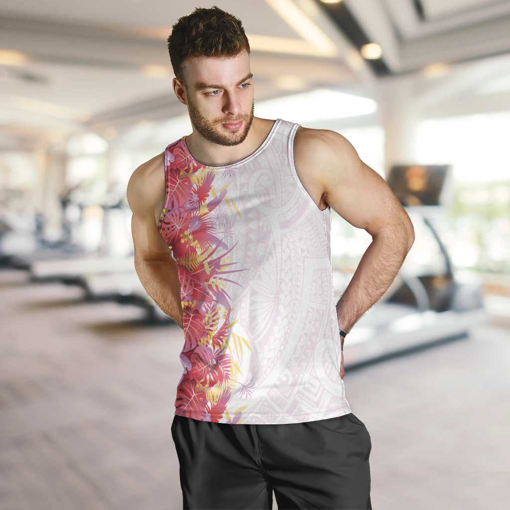 Hawaii Tropical Plant Akala Men Tank Top Vibrant Polynesian Pattern