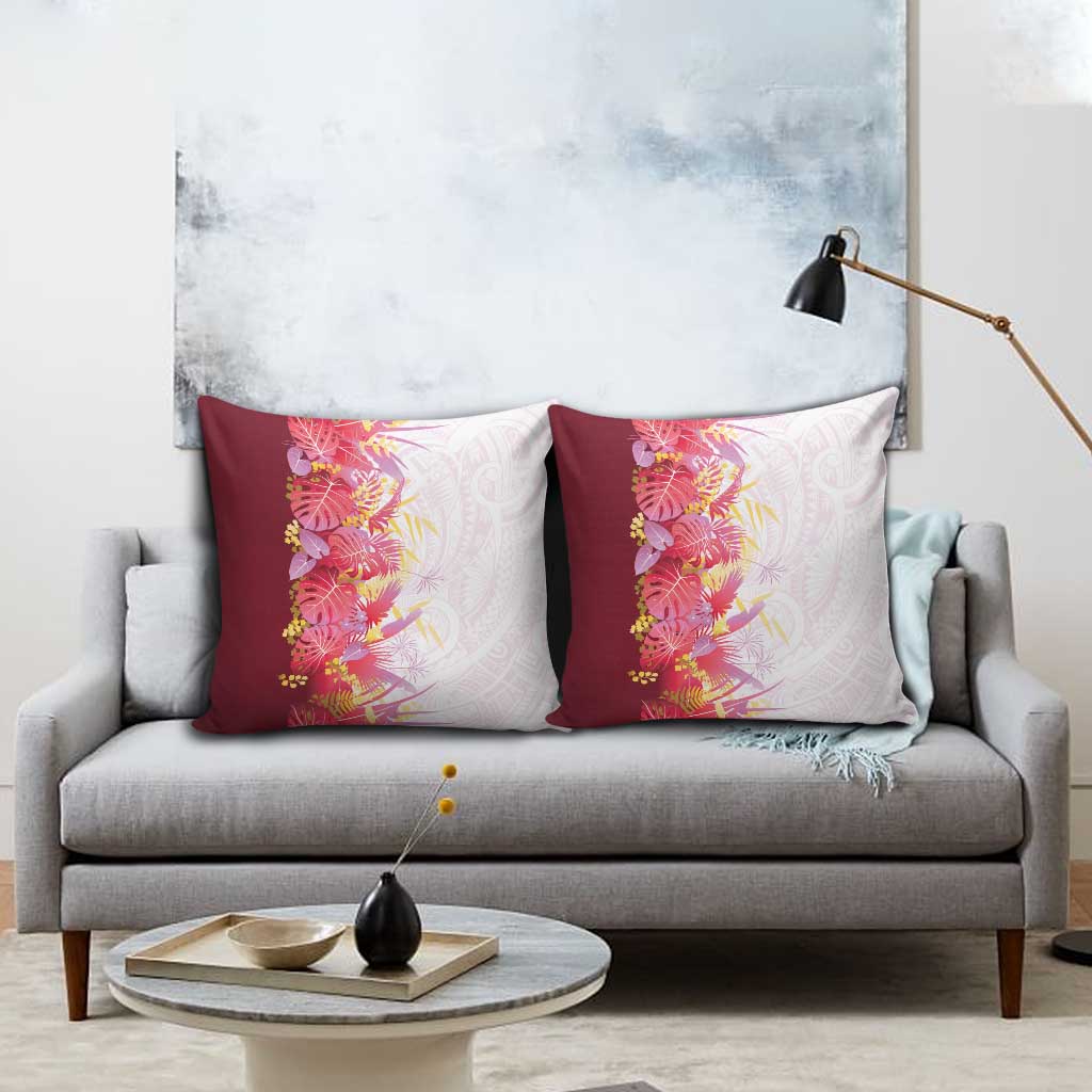 Hawaii Tropical Plant Akala Pillow Cover Vibrant Polynesian Pattern