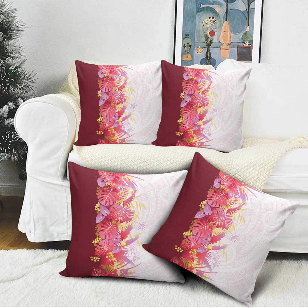Hawaii Tropical Plant Akala Pillow Cover Vibrant Polynesian Pattern