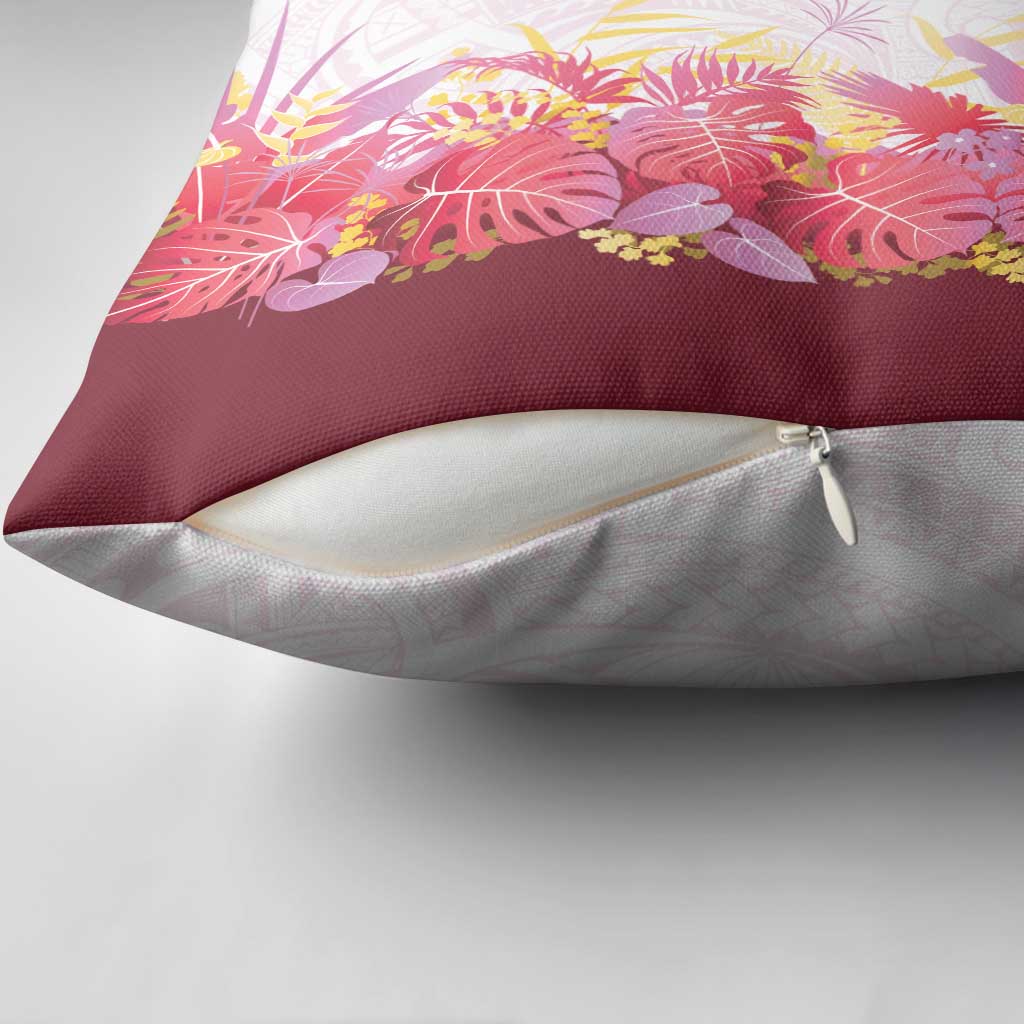 Hawaii Tropical Plant Akala Pillow Cover Vibrant Polynesian Pattern