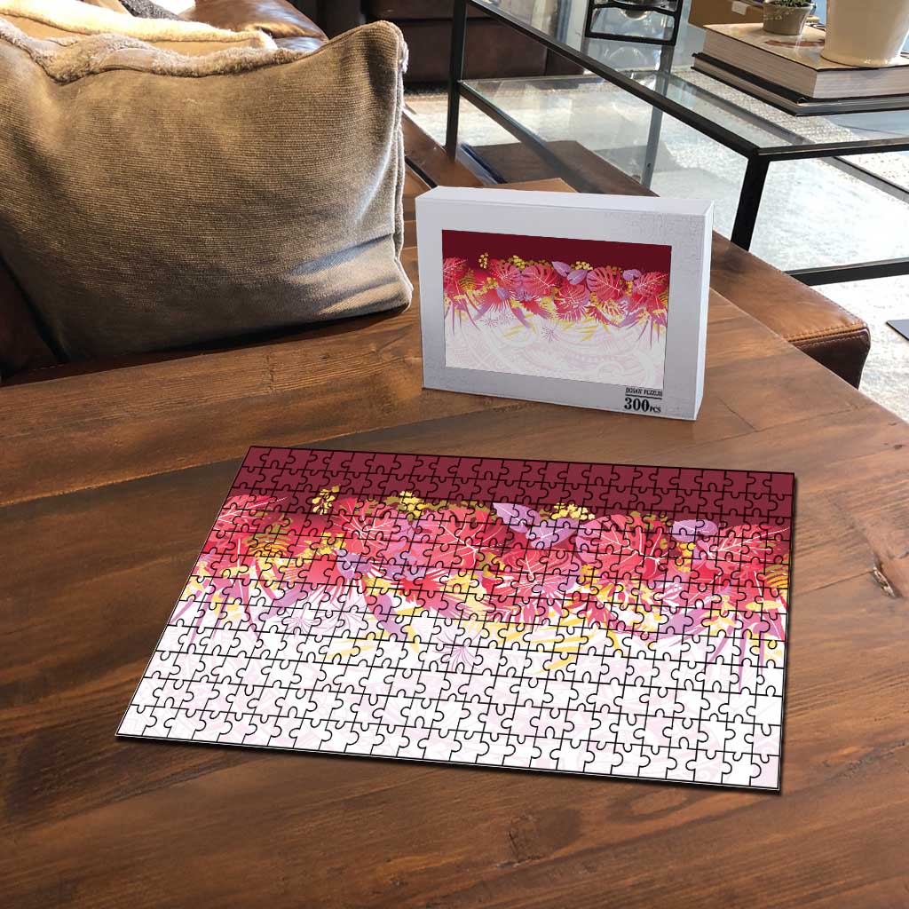 Hawaii Tropical Plant Akala Puzzle Vibrant Polynesian Pattern