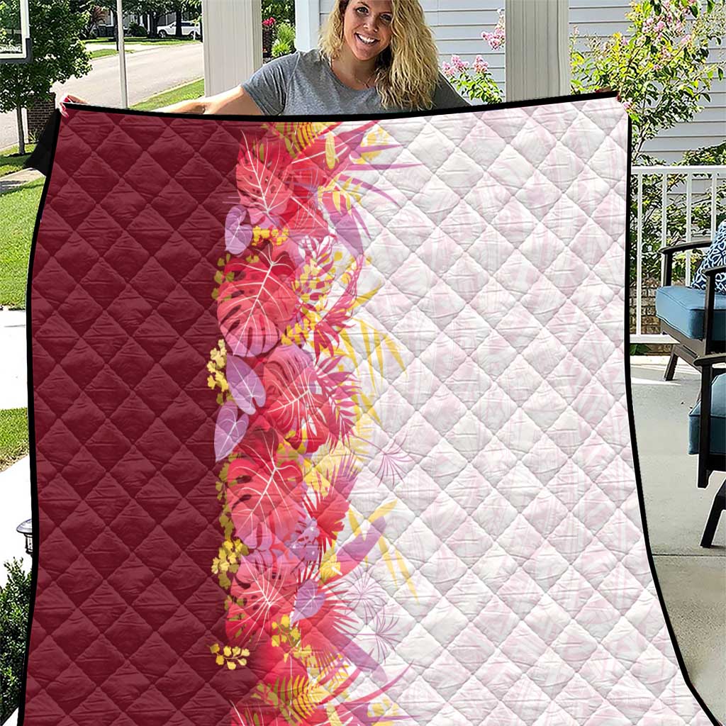 Hawaii Tropical Plant Akala Quilt Vibrant Polynesian Pattern