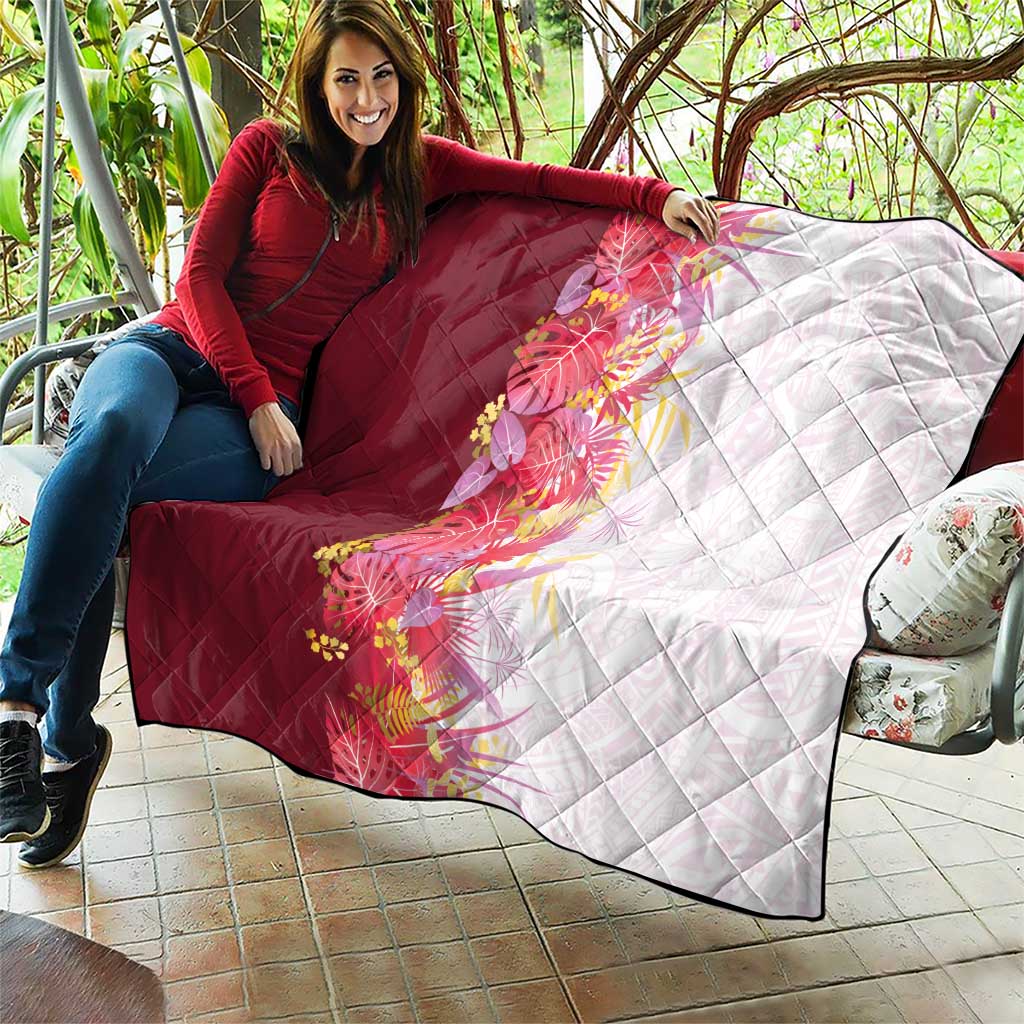 Hawaii Tropical Plant Akala Quilt Vibrant Polynesian Pattern