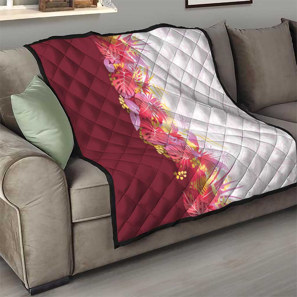 Hawaii Tropical Plant Akala Quilt Vibrant Polynesian Pattern