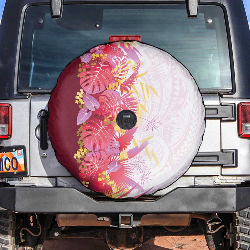 Hawaii Tropical Plant Akala Spare Tire Cover Vibrant Polynesian Pattern