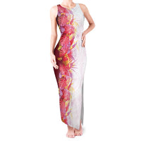 Hawaii Tropical Plant Akala Tank Maxi Dress Vibrant Polynesian Pattern