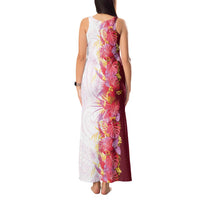 Hawaii Tropical Plant Akala Tank Maxi Dress Vibrant Polynesian Pattern