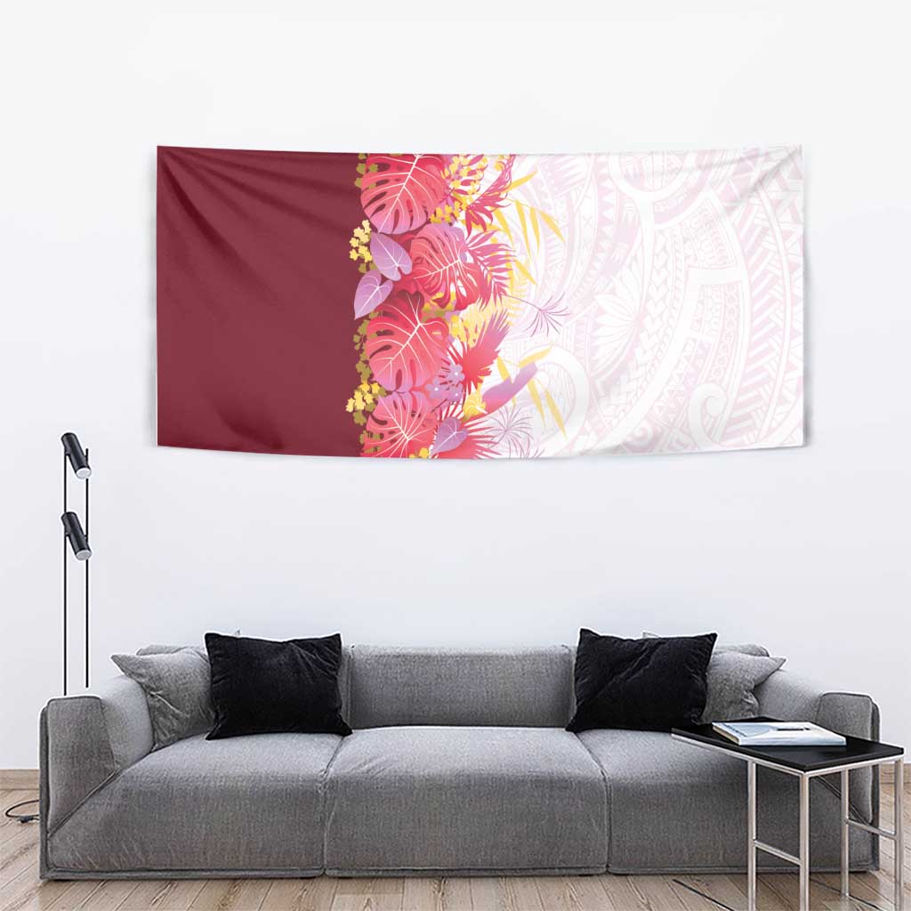 Hawaii Tropical Plant Akala Tapestry Vibrant Polynesian Pattern